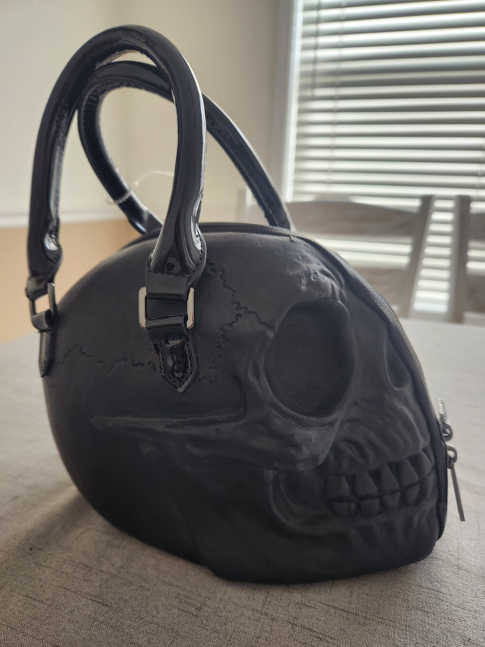 Sculpted Skull Dome Handbag in Black